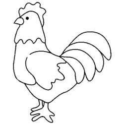 Malvorlage Huhn stehend mit gefächertem Schwanz