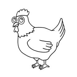 Malvorlage Huhn mit großen runden Augen