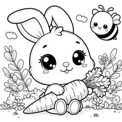 Kawaii Kaninchen - Kostenlose Ausmalbilder zum Ausdrucken