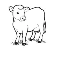 Malvorlage Kuh steht im Gras