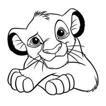 Malvorlage Löwenjunges im Simba-Stil als Porträt