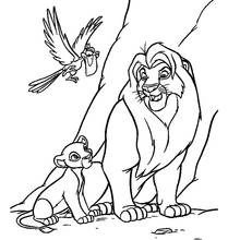 Malvorlage Löwe Mufasa mit Simba und Zazu
