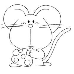Malvorlage Maus mit einem Stück Käse