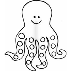 Malvorlage Oktopus mit lächelndem Gesicht