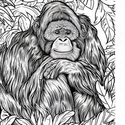 Malvorlage Orang-Utan ruht im Blätterwerk des Waldes