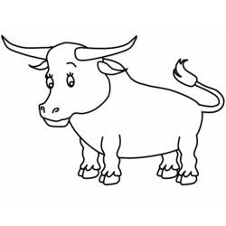 Malvorlage Stier mit langen geschwungenen Hörnern