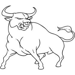 Malvorlage Stier mit muskulösem Körper in Angriffshaltung