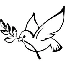 Malvorlage Taube fliegt mit einem Olivenzweig