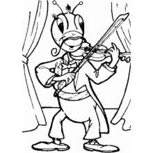 Malvorlage Zikade spielt Geige auf der Bühne
