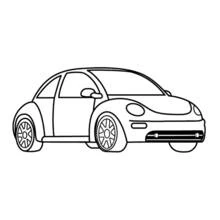 Malvorlage Käferförmiges Auto von der Seite