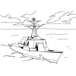 Malvorlage Kriegsschiff auf dem Ozean