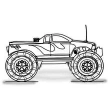 Malvorlage Monstertruck mit Flammenmuster