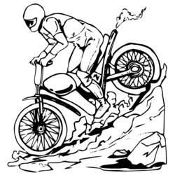 Malvorlage Motocross-Fahrer klettert einen steinigen Hang hinauf Malvorlage Motocross-Fahrer klettert einen steinigen Hang hinauf
