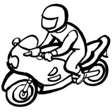 Malvorlage Motorradfahrer mit Helm auf seinem Motorrad