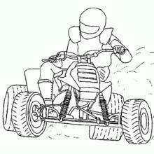 Malvorlage Quad rast durch den Staub