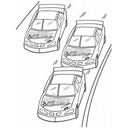 Malvorlage Rennwagen drei Autos auf der Strecke
