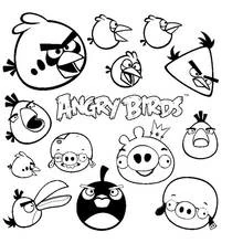 Malvorlage Angry Birds Figuren und Schweine zum Ausmalen