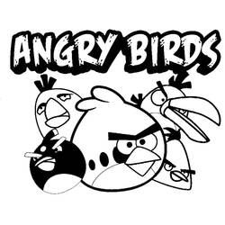 Malvorlage Angry Birds Gruppe mit Logo