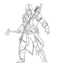 Malvorlage Assassin's Creed Held mit einem Tomahawk
