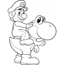 Malvorlage Mario reitet auf Yoshi