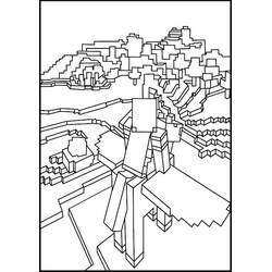 Malvorlage Enderman steht in einer pixeligen Minecraft-Landschaft