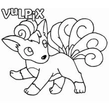Malvorlage Vulpix läuft mit seinen sechs geringelten Schwänzen