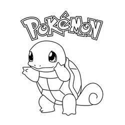 Malvorlage Squirtle steht unter dem Pokémon-Logo
