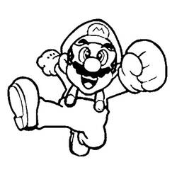 Malvorlage Mario springt mit breitem Lächeln