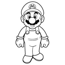 Malvorlage Mario steht mit einem breiten Lächeln