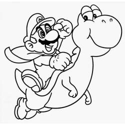 Malvorlage Super Mario Bros reitet auf Yoshi