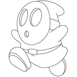Malvorlage Shy Guy beim Gehen mit Maske und Stiefeln