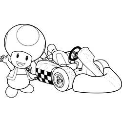 Malvorlage Kröte winkt neben ihrem Gokart