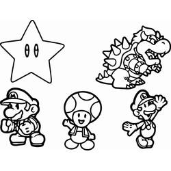 Malvorlage Kröte mit Mario, Luigi, Bowser und einem Stern