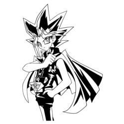 Malvorlage Yami Yugi steht in selbstbewusster Pose