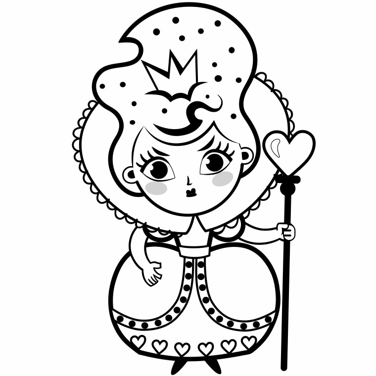 Malvorlage Königin Alice im Wunderland mit ihrem Herzzepter
