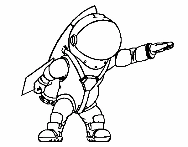 Malvorlage Astronaut zeigt mit dem Arm nach vorne
