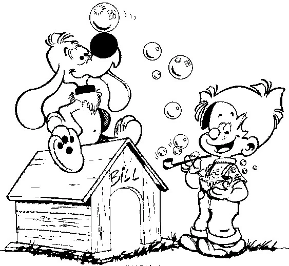 Malvorlage Billy und Buddy machen Seifenblasen