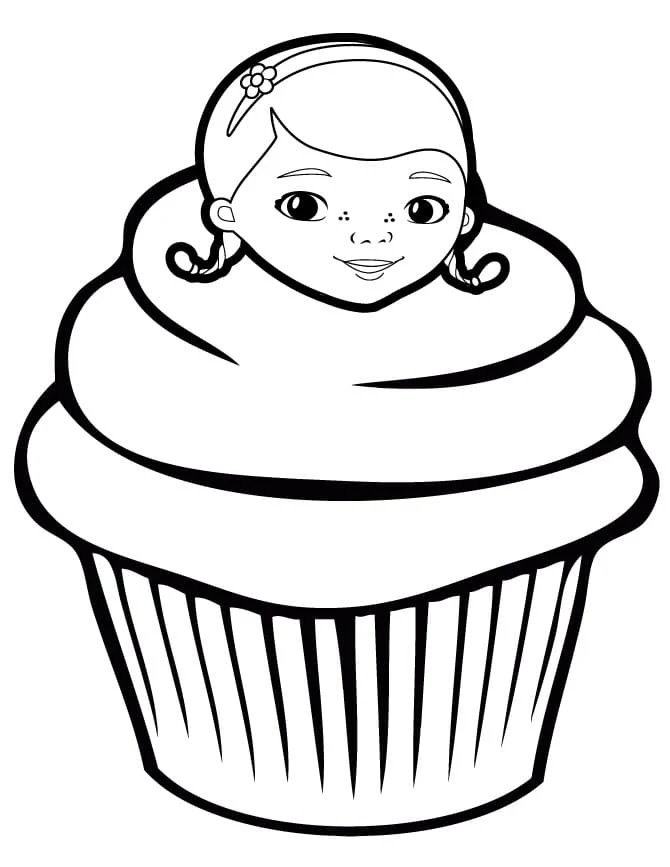 Malvorlage Doc McStuffins auf einem Cupcake