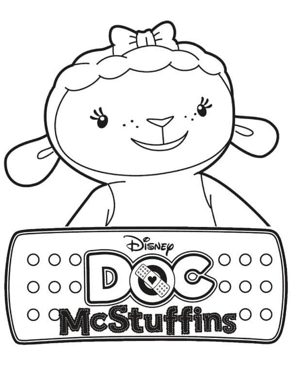 Malvorlage Lämmchen Lammie über dem Doc McStuffins Logo