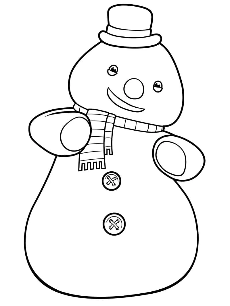 Malvorlage Schneemann mit Schal und Zylinder
