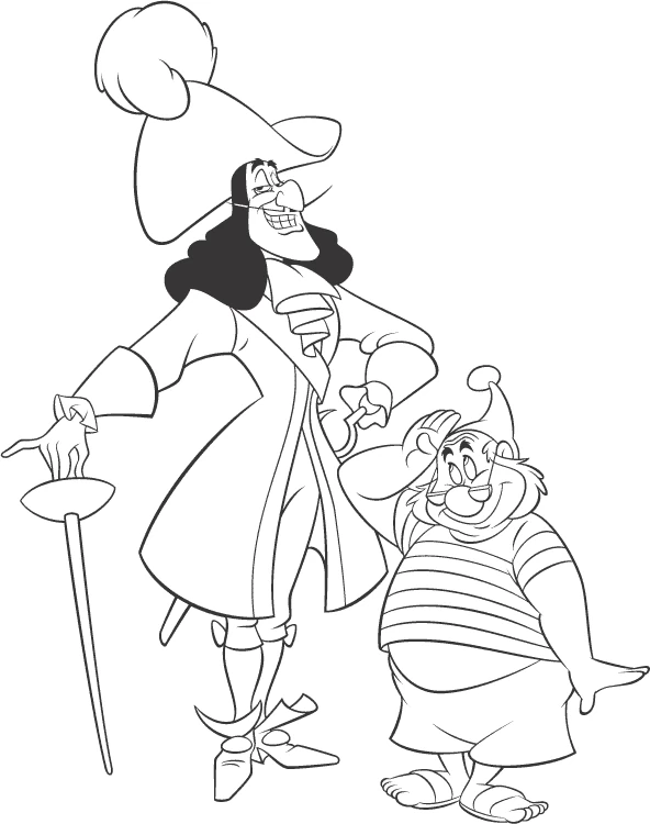 Malvorlage Captain Hook und Smee stehen zusammen