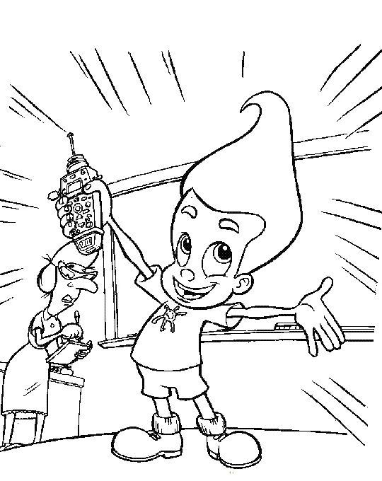 Malvorlage Jimmy Neutron mit erhobener Erfindung