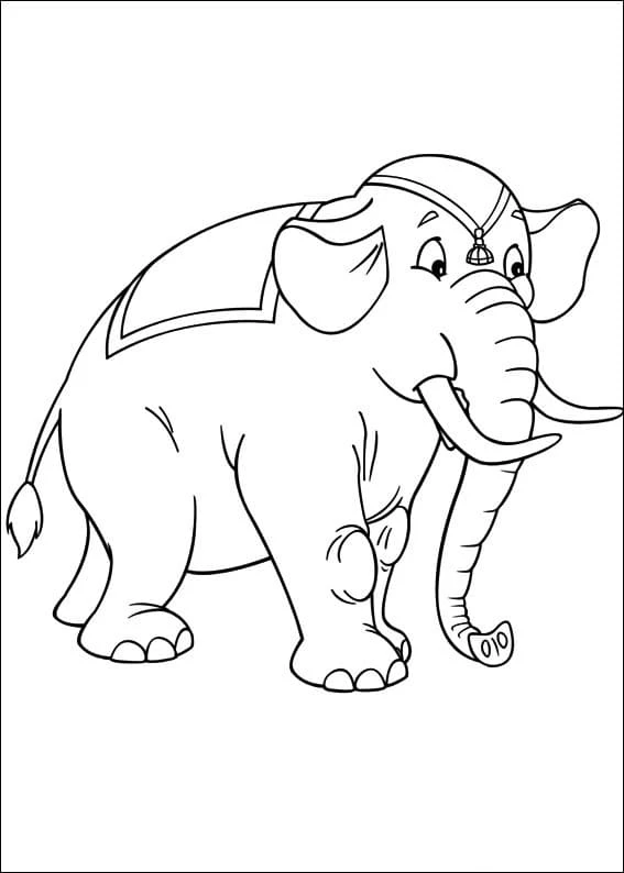 Malvorlage Elefant von Marcelino mit verziertem Stirnband