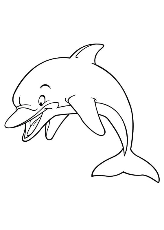 Malvorlage Lächelnder Delfin beim Sprung
