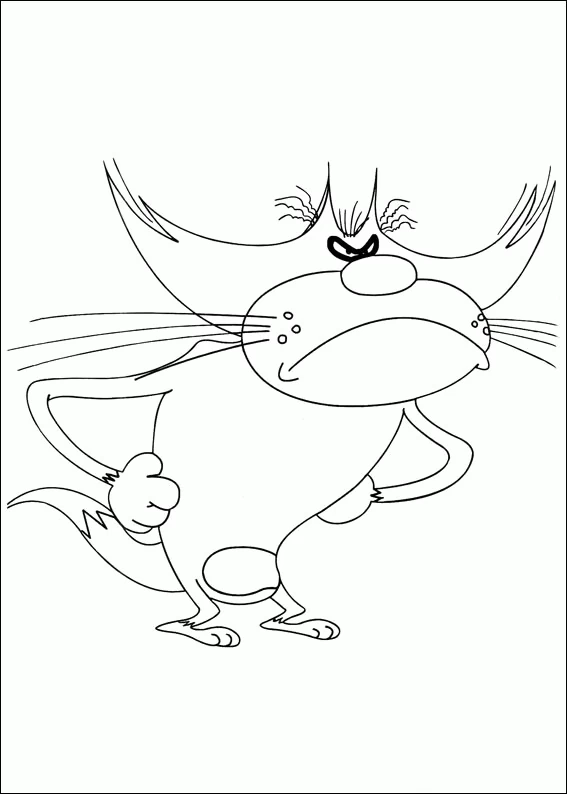 Malvorlage Oggy steht mit den Händen in der Hüfte
