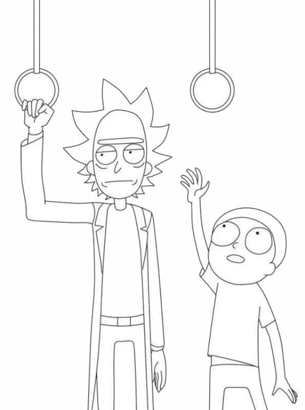 Malvorlage Rick und Morty an den Turnringen