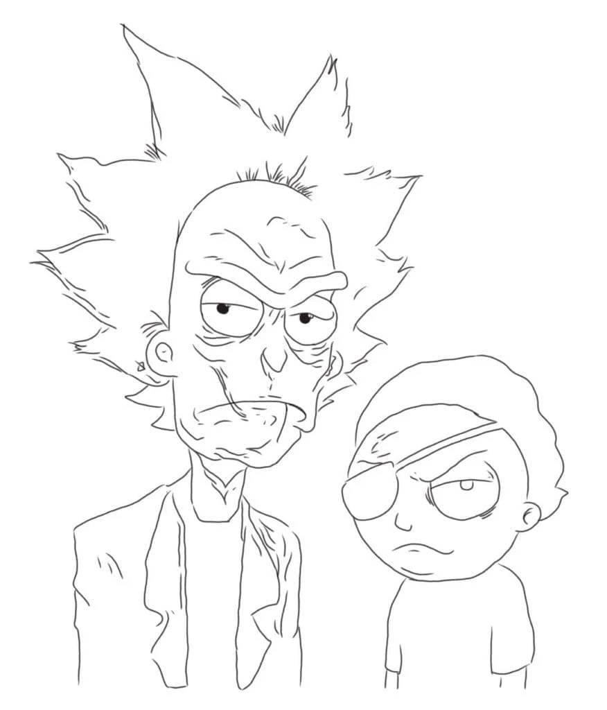 Malvorlage Rick und Morty im Nahaufnahme-Porträt