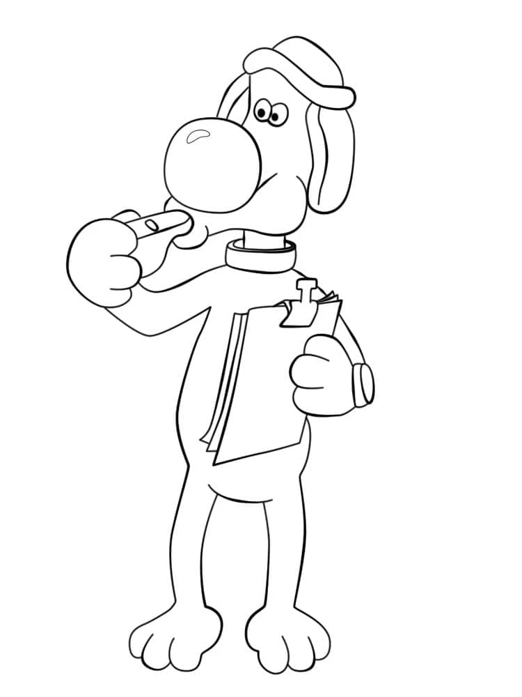 Malvorlage Bitzer der Farmhund mit einem Klemmbrett