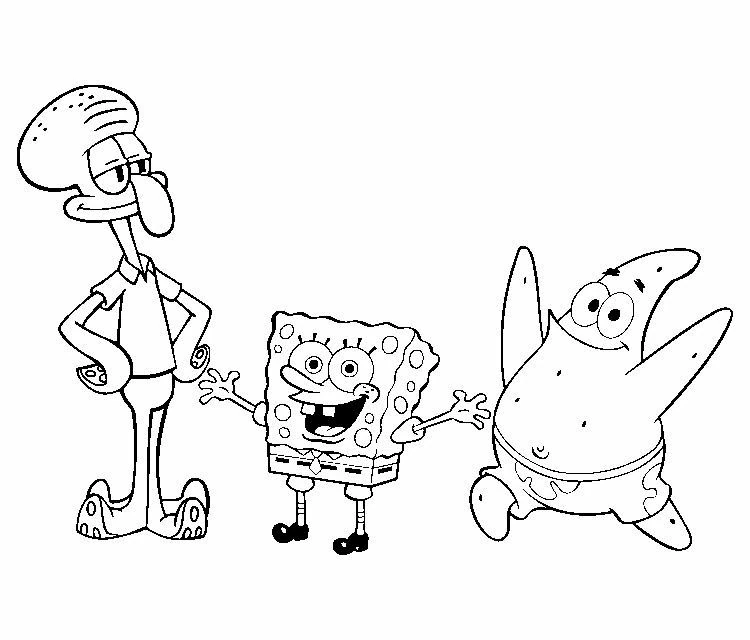 Malvorlage SpongeBob SquarePants mit Thaddäus und Patrick