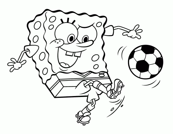 Malvorlage SpongeBob SquarePants beim Fußballspielen